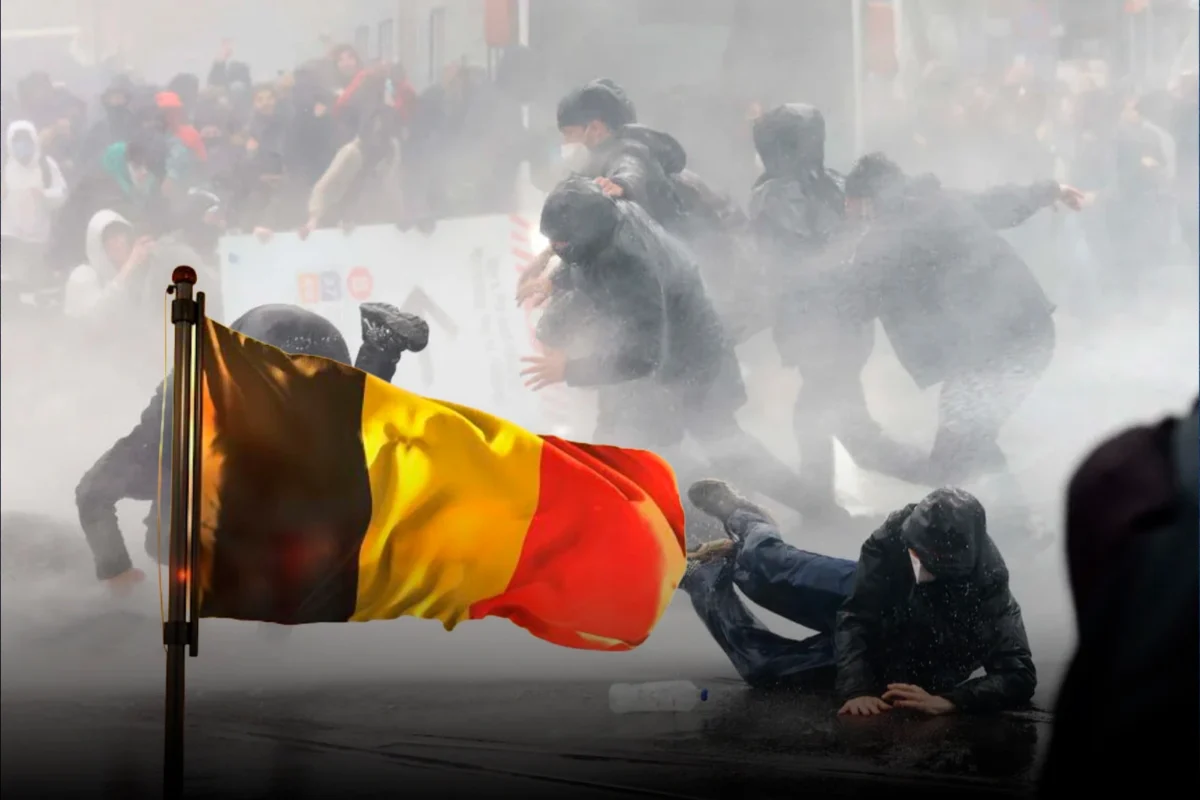 La policía se enfrentó a violentos manifestantes en una huelga socialista en Bruselas