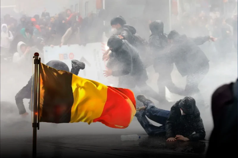 La policía se enfrentó a violentos manifestantes en una huelga socialista en Bruselas