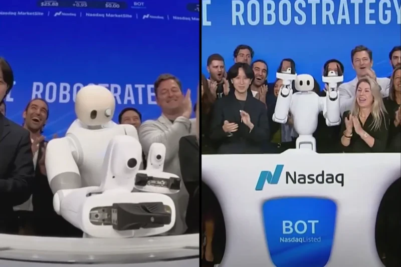 Un robot humanoide tocó la campana de cierre del Nasdaq por primera vez